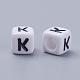 Letter K Letter Acrylic Cube Beads X-PL37C9308-K-2
