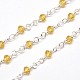 Electroplate Brass Glass Beads Handmade Chains CHC-M008-14-FF-1