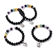Bracelet extensible en perles rondes en obsidienne naturelle et pierres mélangées BJEW-JB07060-1