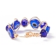 Lampwork Evil Eye & Glass Braided Finger Ring RJEW-JR00497-8