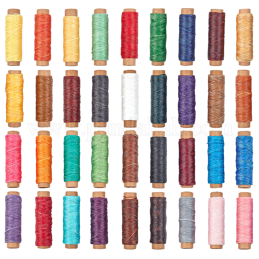 Fil Ciré Cuir 36 Couleurs - 150D, 50m/Rouleau, Pour Maroquinerie/Réparation/Couture