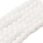 Chapelets de perles en jade de Malaisie naturelle, perles rondes teints, blanc, 10mm, Trou: 1mm, Environ 39 pcs/chapelet, 15.4 pouce
