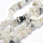Quartz naturel tourmaliné / perles de quartz rutile noires, puce, 5~8mm, Trou: 1mm, environ 33 pouce (84 cm)