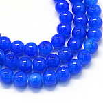 Baking Painted Imitation Jade Glass Round Bead Strands, Royal Blue, 8.5~9mm, Hole: 1.5mm, about 105pcs/strand, 31.8 inch