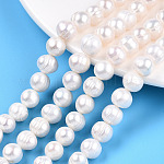 Fili di perle di perle d'acqua dolce coltivate naturali, patata, bianco, 8~9mm, Foro: 0.5 mm, circa 42~43pcs/filo, 13.31 pollice ~ 17.60 pollici (33.8~44.7 cm)