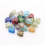Handmade Silver Foil Glass Beads, Mother's Day Jewelry Making, Heart, Mixed Color, about 12mm wide, 12mm long, hole: 2mm