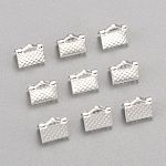 Iron Ribbon Crimp Ends, Silver Color Plated, 8x8mm, Hole: 2mm