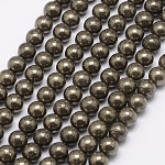 Fili di perline di pirite naturale, tondo, kaki scuro, 6mm, Foro: 1 mm