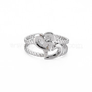 304 Stainless Steel Interlocking Heart Cuff Ring RJEW-N038-043P