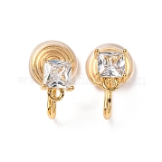Фурнитура для ушей из латуни с микропаве из кубического циркония KK-F898-15B-G