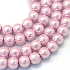 Baking Painted Pearlized Glass Pearl Round Bead Strands X-HY-Q330-8mm-47