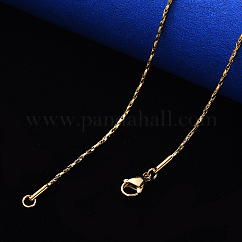 Collar de cadena de eslabones Boston de acero inoxidable 304 con revestimiento al vacío de PVD, con cierre de pinza, real 18k chapado en oro, 19.68 pulgada (50 cm) x1 mm