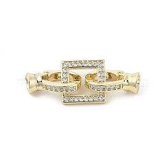 Fermoirs repliables en laiton micro pave zircone cubique transparente, Sans cadmium & sans nickel & sans plomb, carrée, véritable 18k plaqué or, 25mm