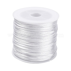 Cordones de cola de rata de satén de nailon de 30 m, Hilos para abalorios para la fabricación de pulseras, bisutería, nudo chino, macramé, manualidades., whitesmoke, 1mm, alrededor de 32.81 yarda (30 m) / rollo