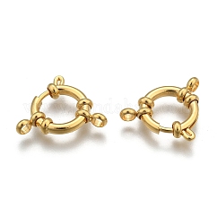 Chiusure ad anello a molla in acciaio inossidabile 304, placcato di lunga durata, vero placcato oro 24k, 23x14x4mm, Foro: 2.5 mm