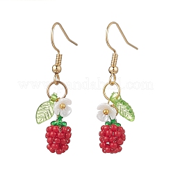 Серьги-подвески в форме яблок из стеклянного бисера ручной работы&nbsp;EJEW-MZ00575-05