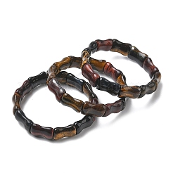 Braccialetti elastici in bambù con perline naturali occhio di tigre per uomo e donna&nbsp;BJEW-K304-01I