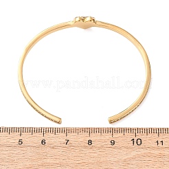 女性用304ステンレススチール＆ラインストーンカフバングル  ハート  ゴールドカラー  内径：1.85インチ（4.7cm）x2.17インチ（5.5cm）&nbsp;BJEW-D464-01G