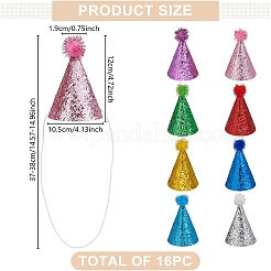 16 шт. двухцветная полиэстеровая шапочка для питомца на день рождения AJEW-GO0002-19