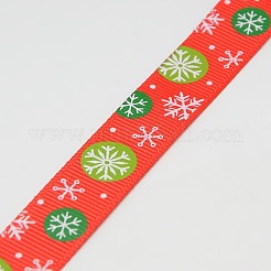 Natale fiocco di neve grosgrain stampato nastro per Natale pacchetto regalo&nbsp;SRIB-D010-25mm-02