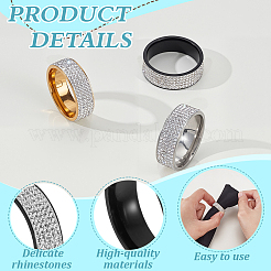 3個 3色 201ステンレススチール マイクロパヴェキュービックジルコニア 指輪 女性用  ミックスカラー  8mm  内径：21mm  1pc /カラー&nbsp;RJEW-GA0001-11