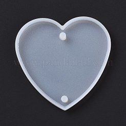 Diy コネクタ チャーム シリコーン金型  レジン型  ホワイト  ハート柄  74x74x7mm  穴：5mm  内径：69.5x68mm&nbsp;DIY-G060-02A