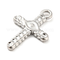 変色しない304ステンレススチールペンダント  アイチャーム付きクロス  ステンレス鋼色  18x12x1.5mm  穴：1.6mm&nbsp;STAS-C082-08B-P
