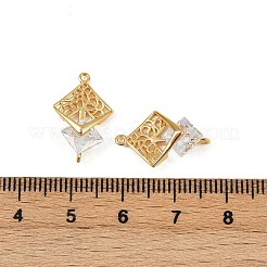 Подвески-подвески из латуни с прозрачным кубическим цирконием в форме ромба и дерева жизни&nbsp;KK-B137-17G