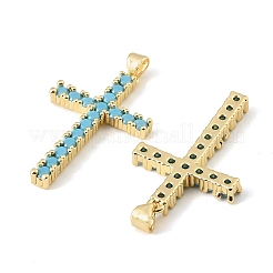 Pendentifs en laiton micro pavé de zircons cubiques bleu ciel&nbsp;CU-CBA9CBD-01G