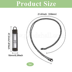 1 шт. стеклянные песочные часы прямоугольник памятная урна для праха питомца подвеска ожерелье&nbsp;NJEW-CA0001-27EB