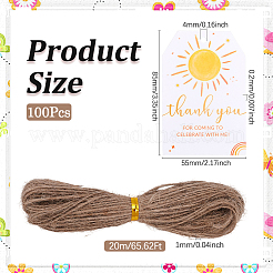 100 шт. прямоугольные бумажные бирки на тему дня рождения с набором из 20-метрового джутового шнура&nbsp;DIY-SP0003-89A