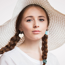 5 пара 5 стилей акриловых сережек-подвесок радужного цвета с железными штифтами EJEW-AN0003-62