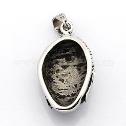 レトロ 304 ステンレス スチール 仏頭ペンダント  アンティークシルバー  43x25x15mm  穴：7x11mm&nbsp;STAS-F006-092
