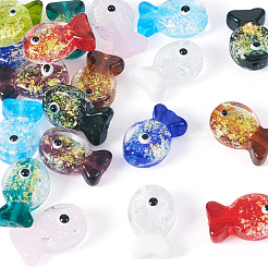 20 шт. 10-х цветные бусины-рыбки из фольги ручной работы&nbsp;FOIL-TA0001-04