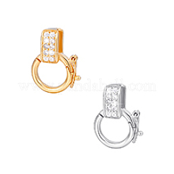 2 шт. 2 цвета s925 стерлингового серебра микропаве прозрачные кубические цирконии застежки-крутилки&nbsp;STER-PH0003-53