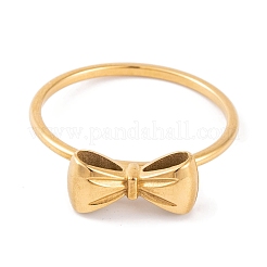 Anello da dito con fiocco in acciaio inossidabile 304 con placcatura sotto vuoto in PVD per donna&nbsp;RJEW-C086-01-G
