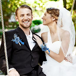 2 шт. 2 стиля шелковая ткань и пластиковый искусственный цветок корсаж бутоньерка и корсаж на запястье JEWB-CP0001-27A