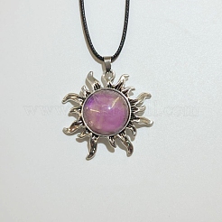 Ожерелья из вощеного шнура из фиолетового стекла с подвеской в виде солнца для женщин&nbsp;FS-WG57C35-06