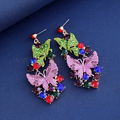 Colliers et boucles d'oreilles pendantes en alliage émaillé et strass&nbsp;FS-WG46FE4-03