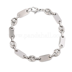 Браслеты из нержавеющей стали 304 в форме овальных звеньев и «свиного носа» для женщин.&nbsp;BJEW-F527-04P