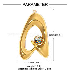 Большие подвески из стекла и нержавеющей стали 304&nbsp;STAS-OY008-96G