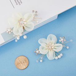 Съемное тканевое украшение для обуви в виде цветка&nbsp;AJEW-WH0326-76A