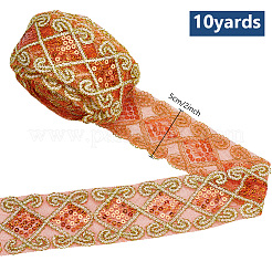 10 Yards Polyester-Spitzenband mit Pailletten&nbsp;OCOR-WH0090-050A