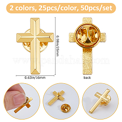 50 шт. 2 цвета религиозный корс сплав лацкан значок задняя часть&nbsp;JEWB-FH0002-49