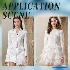 Цветочные многослойные аппликации из полиэстера и вышивки блестками&nbsp;PATC-WH0010-35