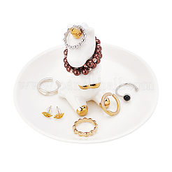 Porte-bague licorne en porcelaine&nbsp;DJEW-WH0011-27