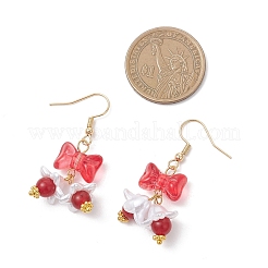 Стеклянные серьги-подвески с бантом&nbsp;EJEW-JE06856