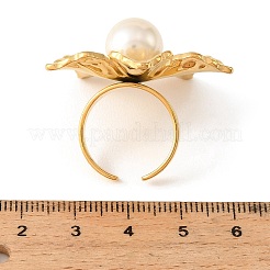 Bagues manchettes ouvertes en acier inoxydable 304 serties de perles d'imitation pavées&nbsp;RJEW-T037-05G