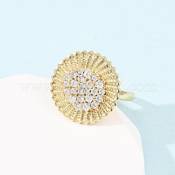 Регулируемые латунные кольца-манжеты с микропаве из кубического циркония для женщин RJEW-B139-07G-02