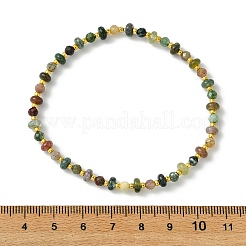 Pulseras elásticas de ágata india natural y cuentas de vidrio para mujeres y hombres&nbsp;BJEW-JB13939